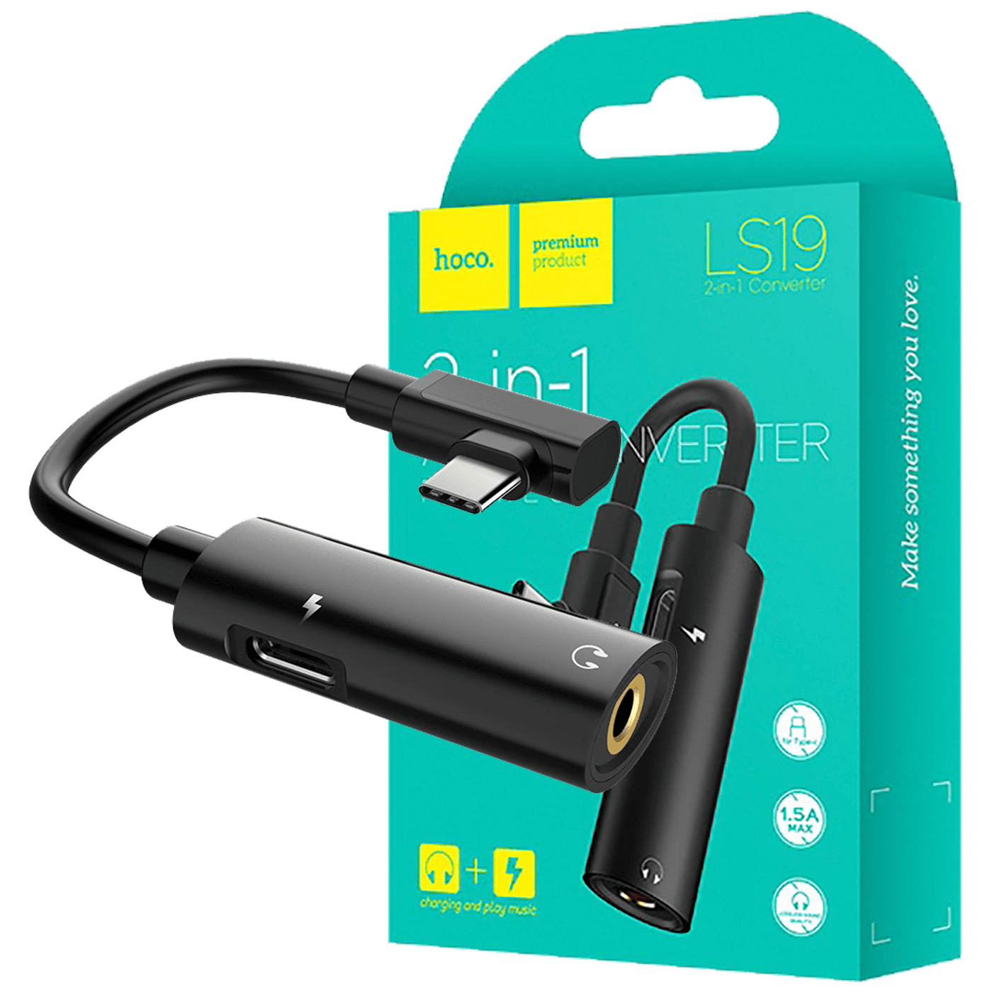 hoco. Adapter za slušalice 2in1, USB type C na type C / 3.5 mm - LS19 Type-C to 3.5 mm