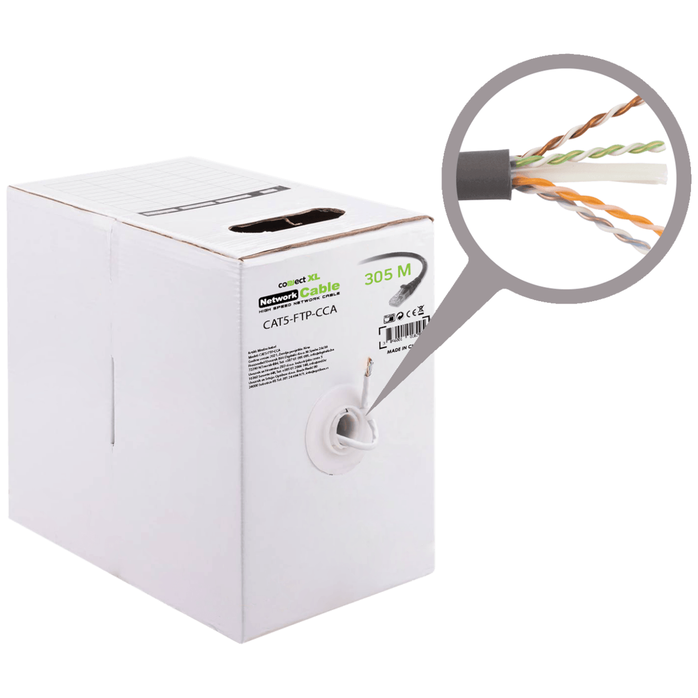 Connect XL Mrežni FTP kabl, CAT5e, CCA, 305 met. - CAT5-FTP-CCA