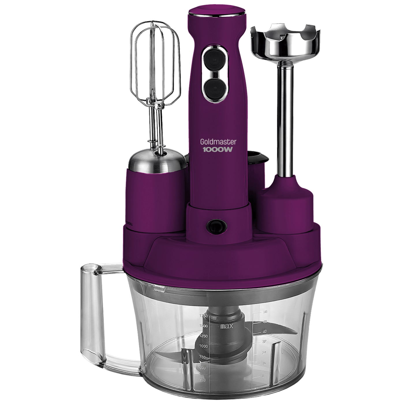 Goldmaster Štapni mikser sa posudom, 5u1, 1000 W, Multipraktik - GM-7239M Elena Max Purple