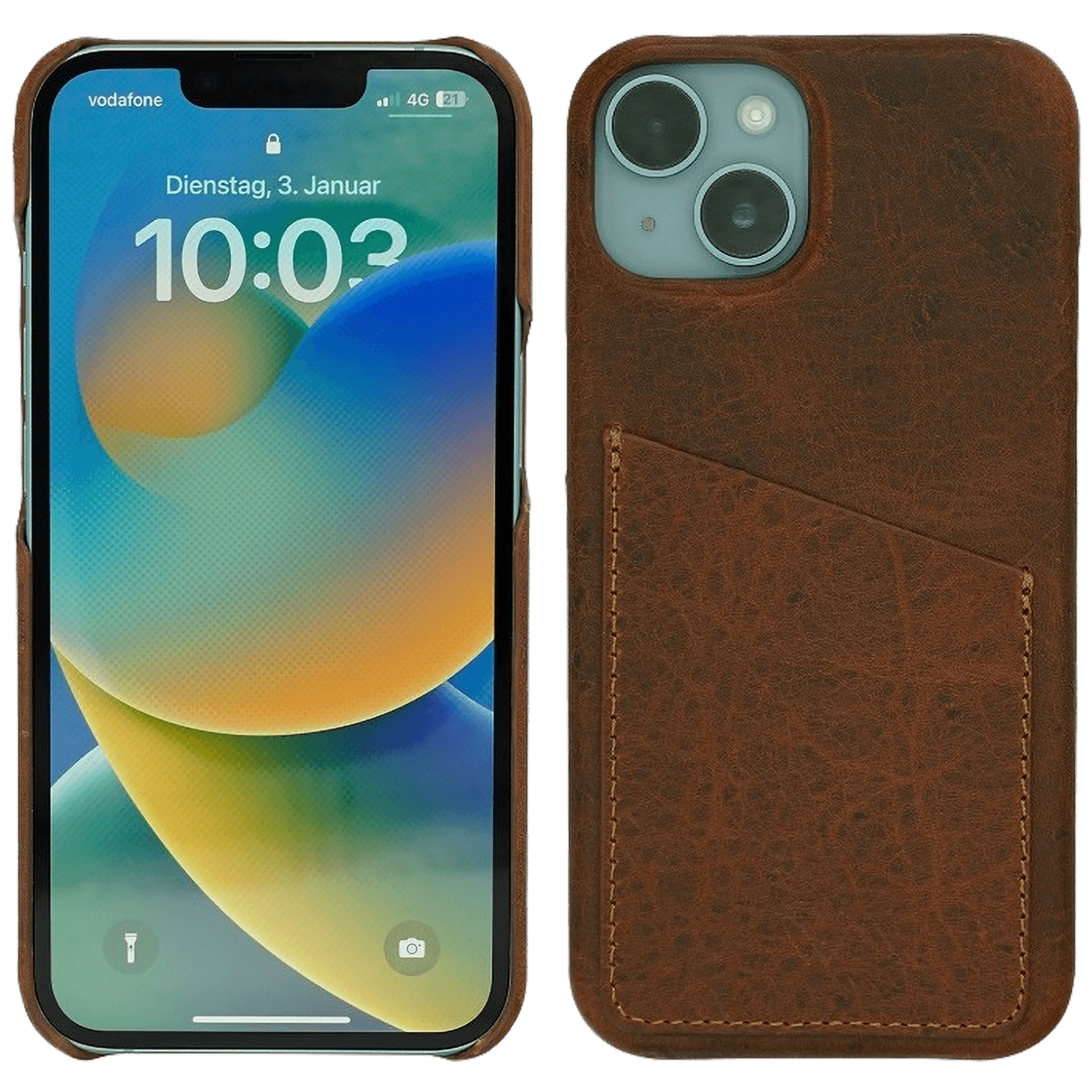 Wachikopa Maska za iPhone 14, držač za kartice, koža - Full Leather Case iPhone 14