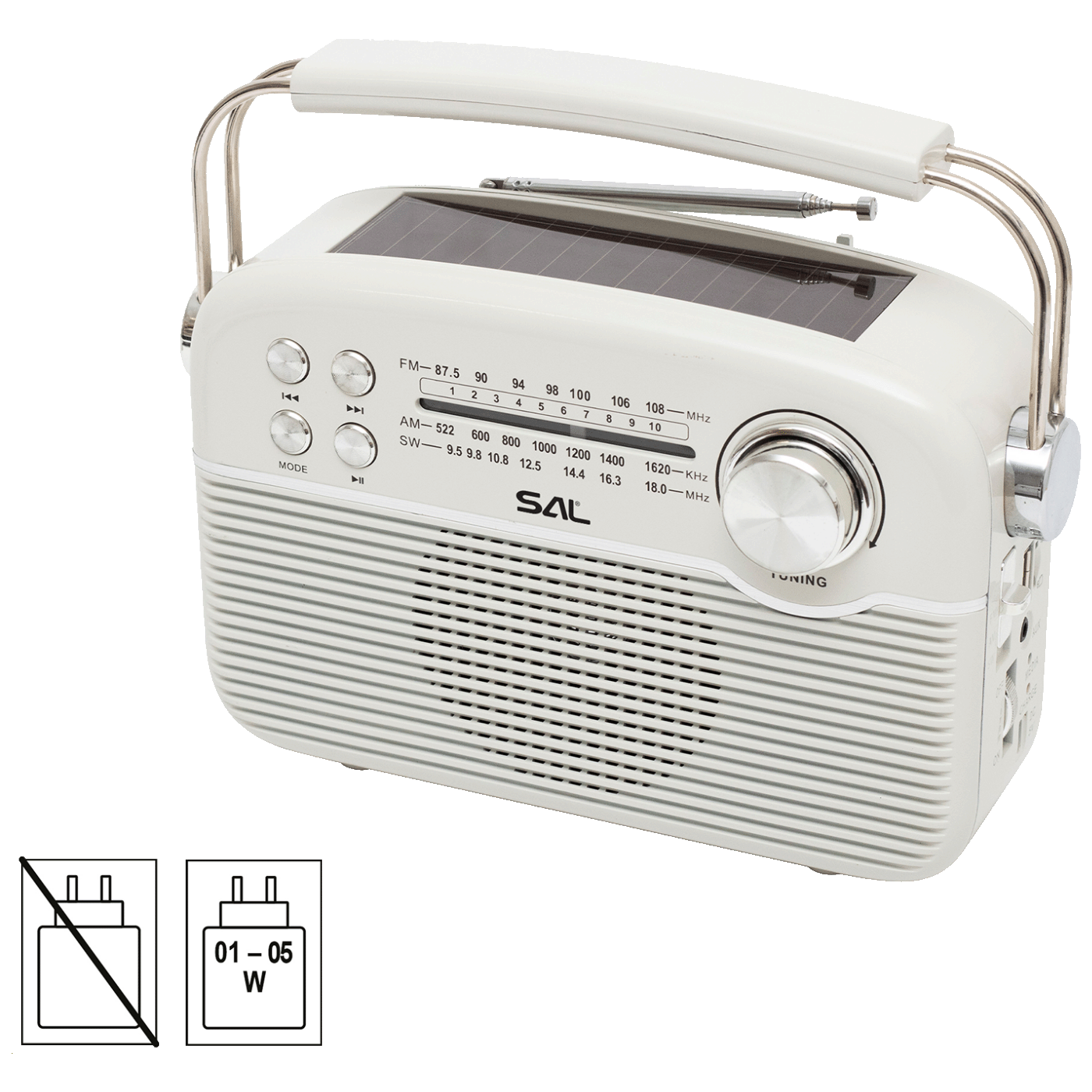 SAL Radio prijemnik sa solarnim napajanjem, FM-AM-SW, Bluetooth - RPR9