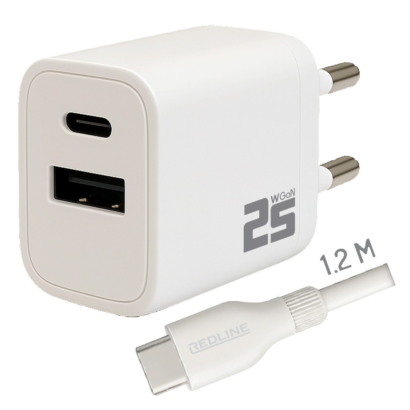 REDLINE Punjač sa USB-C kablom, 1 x USB-A, 1 x USB-C, brzi, 25W - PQ256AC+CC1.2M60W