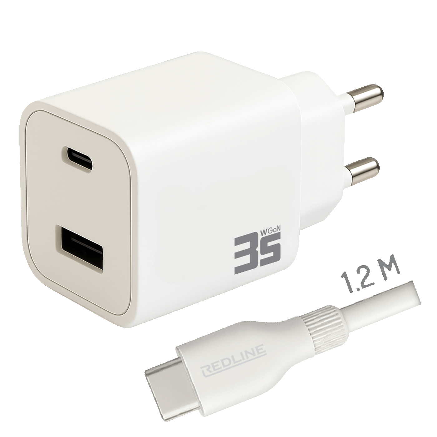 REDLINE Punjač sa USB-C kablom, 1 x USB-A, 1 x USB-C, brzi, 35W - PQ351AC+CC1.2M60W