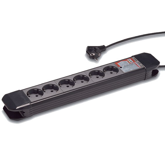 Famatel Produžni kabl 6 utičnica, 1.5m, prekidač, crni, 1.5mm² - 23612