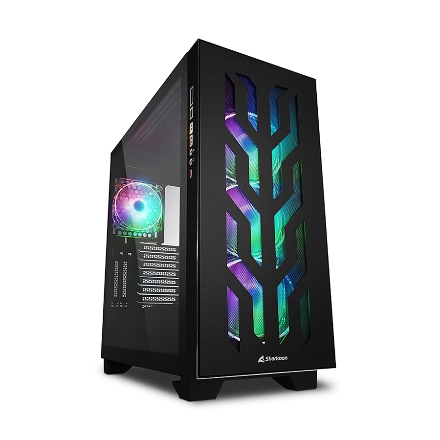 Kućište SHARKOON gaming, ELITE SHARK CA300T 4x120 mm Addressable RGB Fans, black, E-ATX