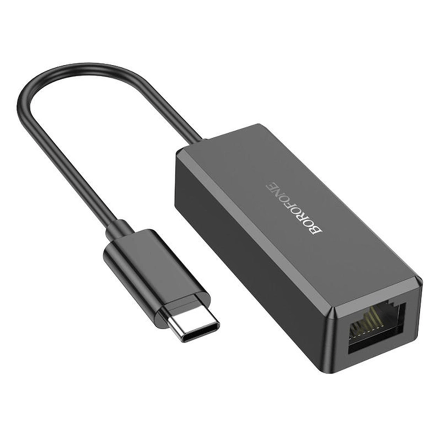 USB Type-C to ethernet LAN adapter BOROFONE DH7 Ricco 100 Mbps black