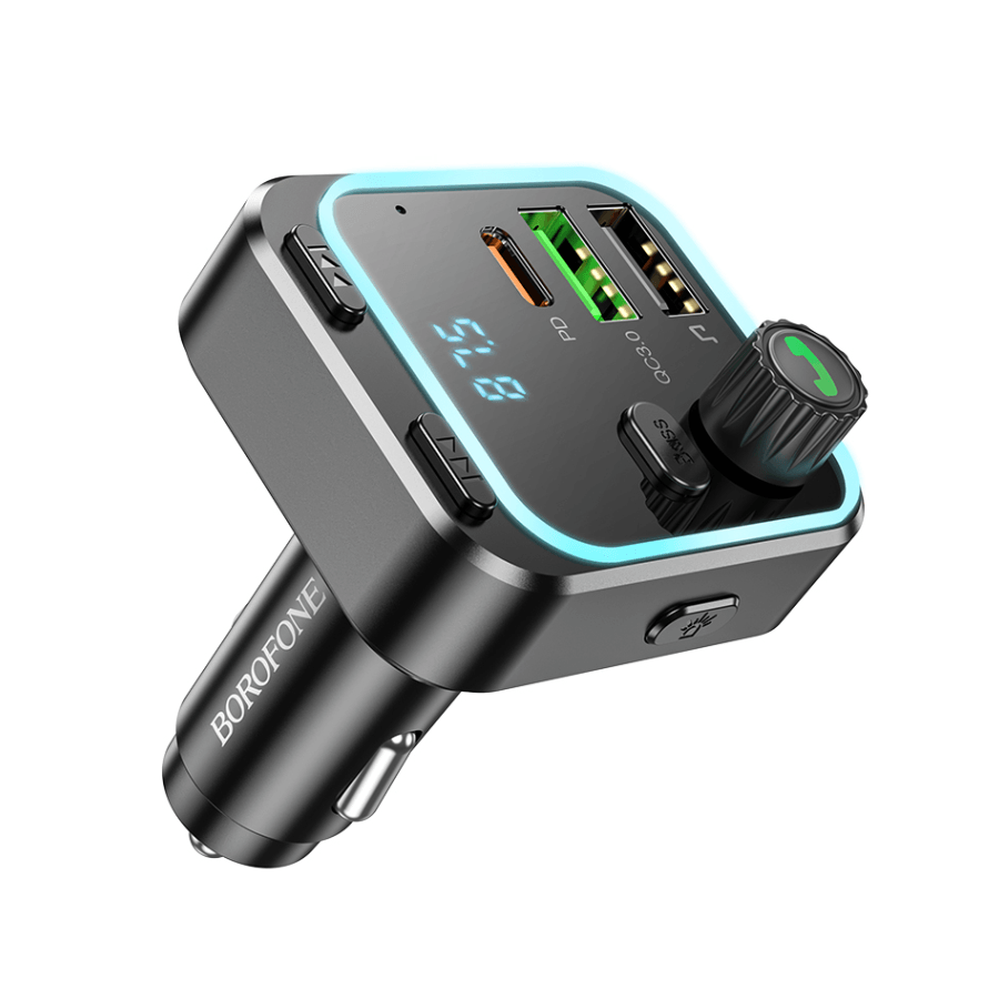 FM transmiter Bluetooth sa USB+Type-C punjaćem BOROFONE BC53 Highway PD20W+QC3.0 car black