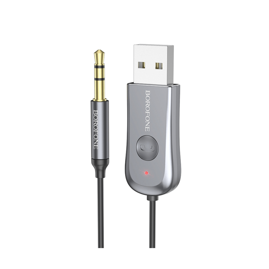 Bluetooth audio receiver sa kablom 1,2m BOROFONE BC44 Soul car AUX 3,5mm metal gray