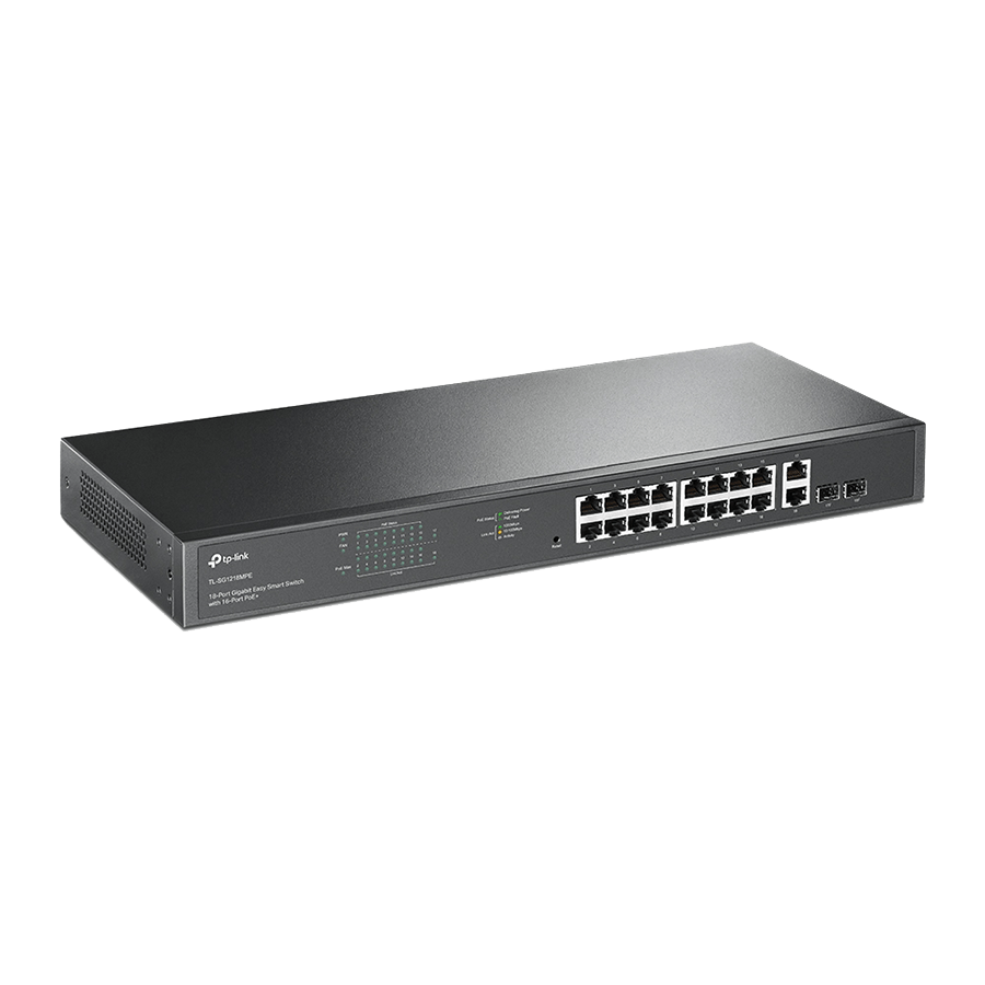 SWITCH TP-Link TL-SG1218MPE 16-Port Gigabit PoE+ Easy Smart Switch,16 Gigabit PoE+ RJ45 Ports,2 x SFP, 2× combo gigabit SFP slots,802.3at/af,250W PoE 