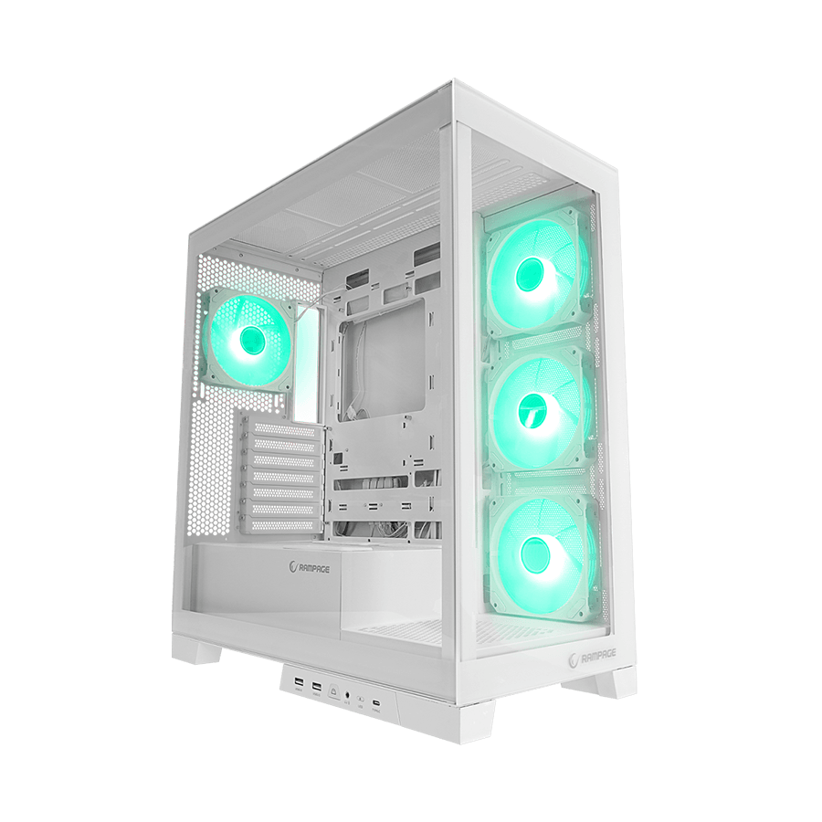 Kucište gaming RAMPAGE HYDRA V2 WHITE Type-C+USB3.0 4*ARGB Infinity Fan+Hub E-ATX Exclusive Gaming, 39990
