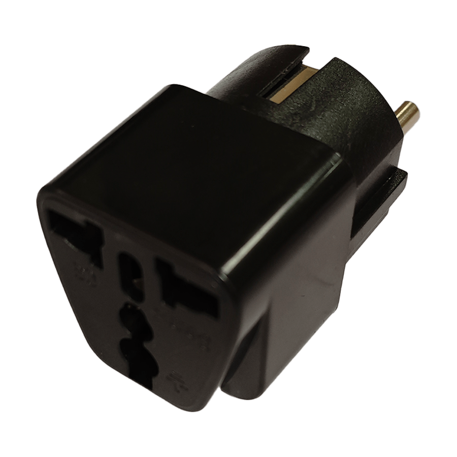 Univerzalni AC strujni adapter UK/EU, 3 flat plug to 2 pin plug adapter, crni