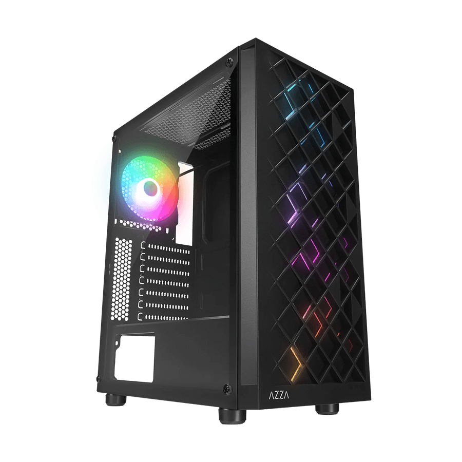 Kućište gaming RAMPAGE AZZA V1 Tempered Glass Black 3*12CM Black 1* 12CM ARGB Fan ATX Mid-T Gaming Player Case