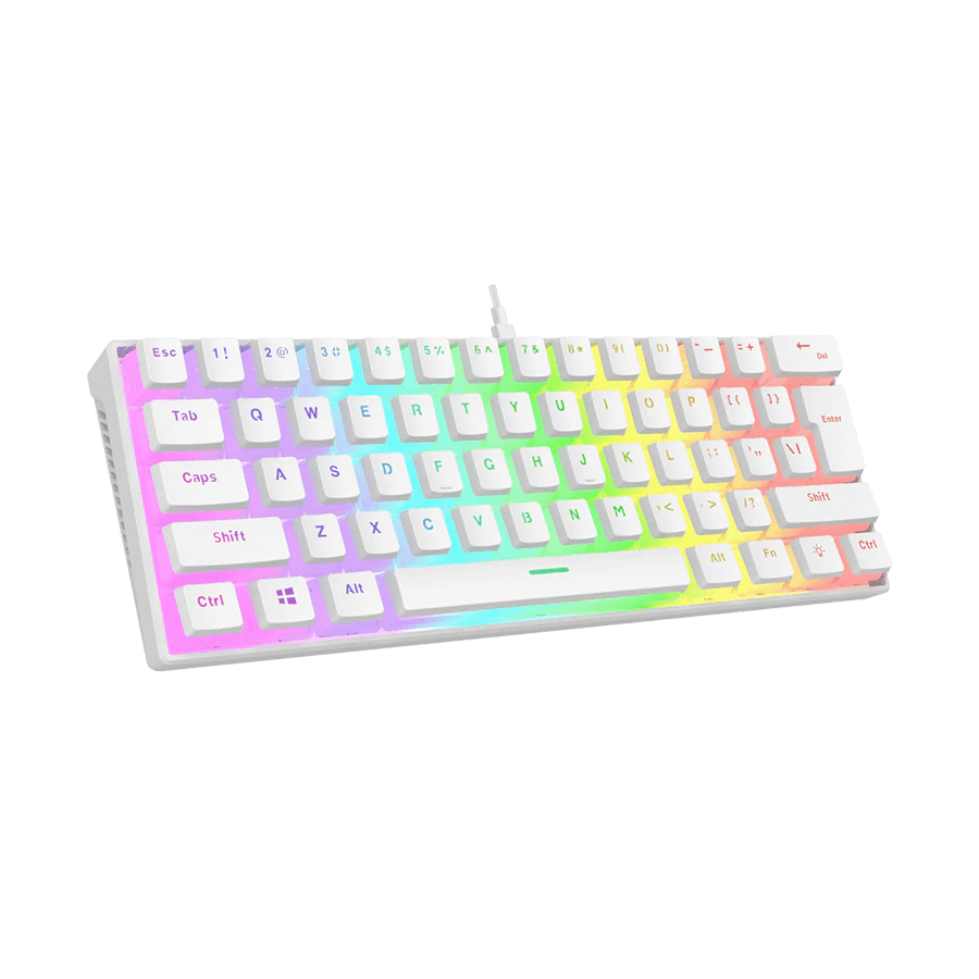 Tastatura gaming RAMPAGE RADIANT K11 white, red switch, Type-C, RGB,  US Layout, pudding keycaps, 38969