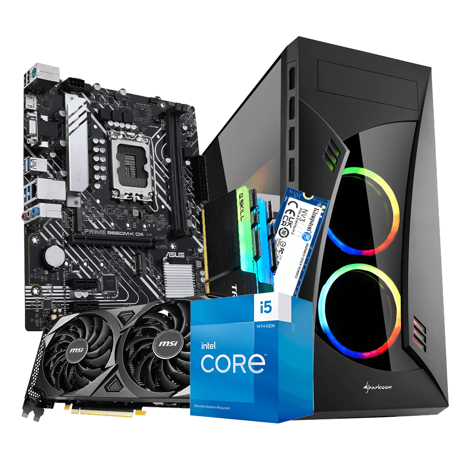 GNC GAMER PUNISHER, B660, i5-14400F 2.5GHz, RTX 3060 12GB, 32 GB DDR4, 1 TB NVMe SSD, 500W PSU, kućište Sharkoon gaming