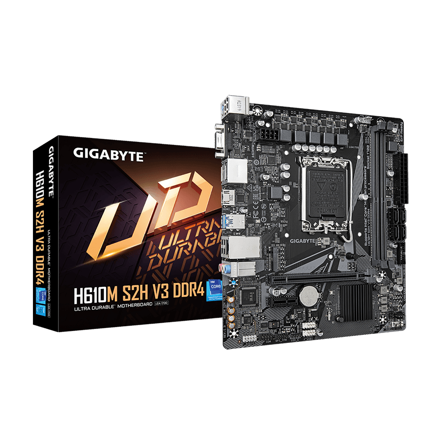 GIGABYTE MB H610M S2H V3 DDR4 LGA1700; 2xDDR4; M.2; 4xSATA 6xUSB, HDMI, 2xDP, DVI, VGA