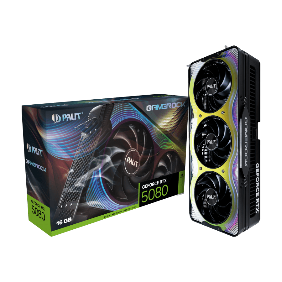 VGA Palit GeForce RTX 5080 GameRock 16GB GDDR7 256-bit, 3xDP, 1xHDMI, NE75080019T2-GB2030G