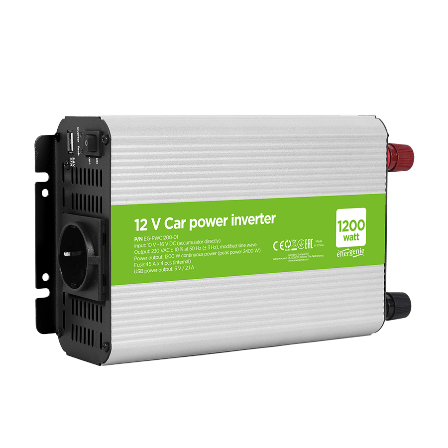 DC-AC inverter za auto GEMBIRD, in12Vout220V 1200W EG-PWC1200-01