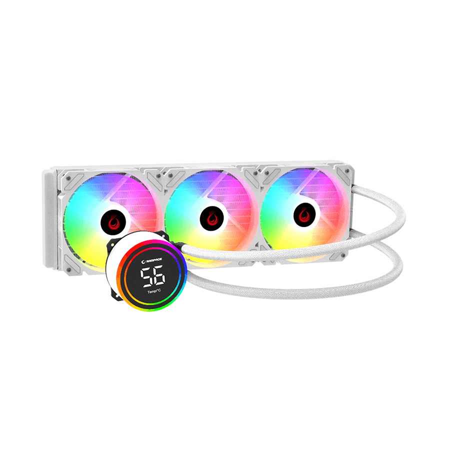 CPU hladnjak AIO Liquid RAMPAGE HELIOS C17 White 12cm Fan Temperature Display Intel LGA1700/AMD AM5 ARGB 360mm Liquid Cooling CPU Fan 40918
