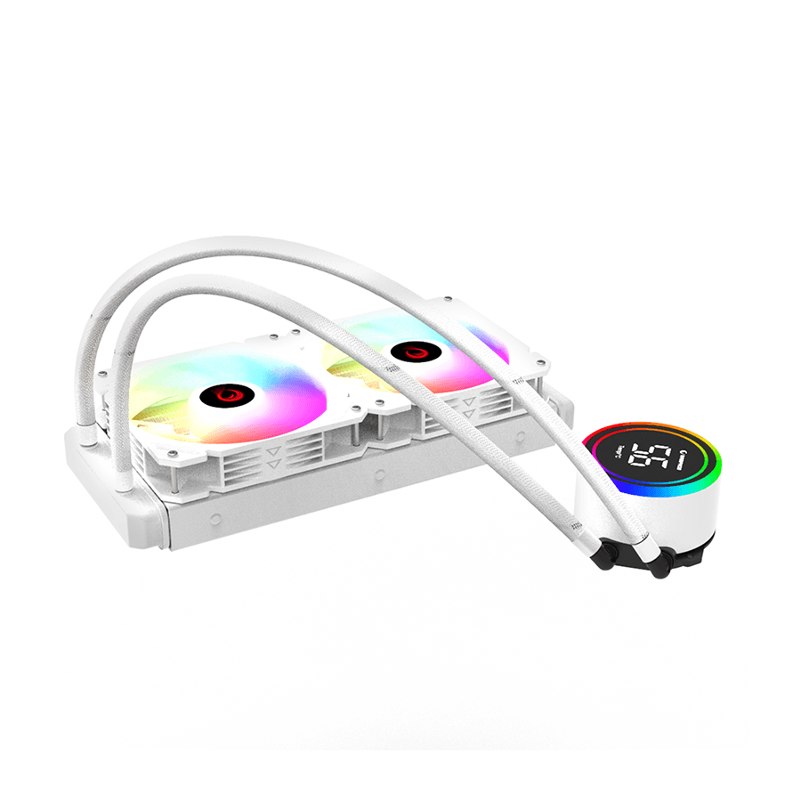 CPU hladnjak AIO Liquid RAMPAGE HELIOS C15 White 12cm Fan Temperature Display Intel LGA1700/AMD AM5 ARGB 240mm Liquid Cooling CPU Fan, 40917