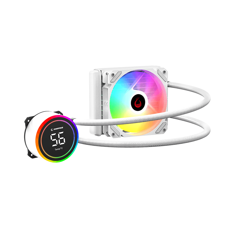 CPU hladnjak AIO Liquid gaming RAMPAGE HELIOS C13 White 12cm Fan Temperature Display Intel LGA1700/AMD AM5 ARGB 120mm Liquid Cooling CPU Fan, 40916