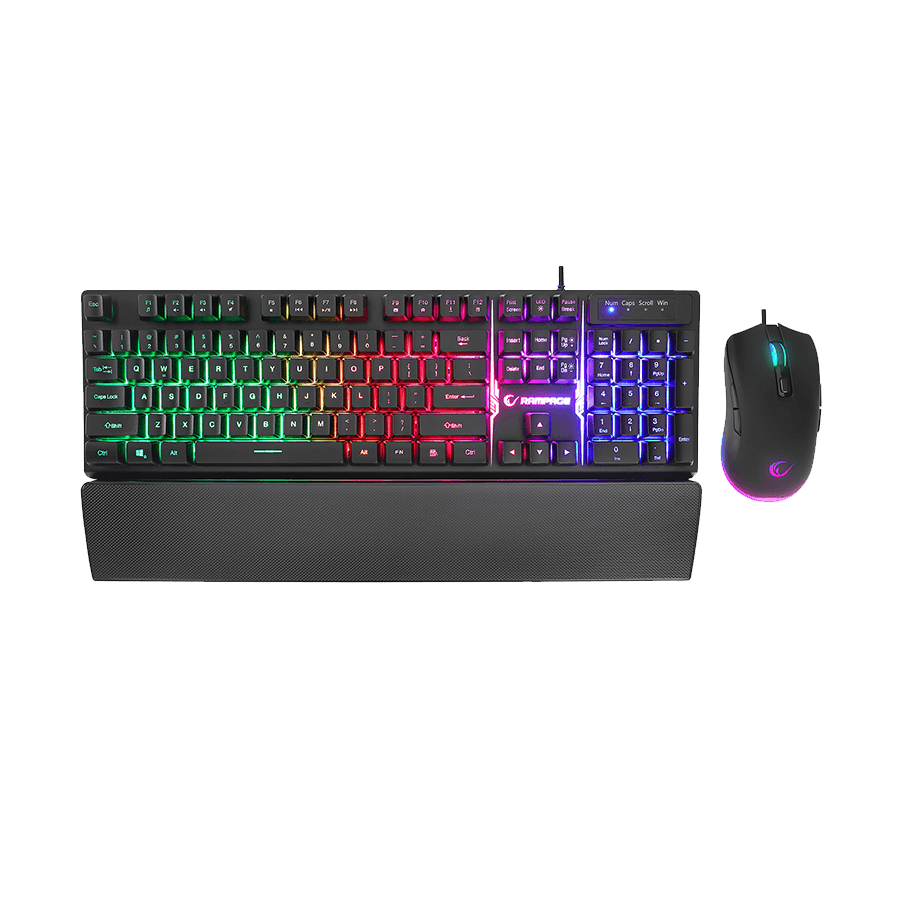 Tastatura + miš gaming RAMPAGE KM-RX7 FORTUNA Rainbow Backlit FULL SIZE US/ENGLISH Layout 6400 dpi Mouse COMBO SET, 39908