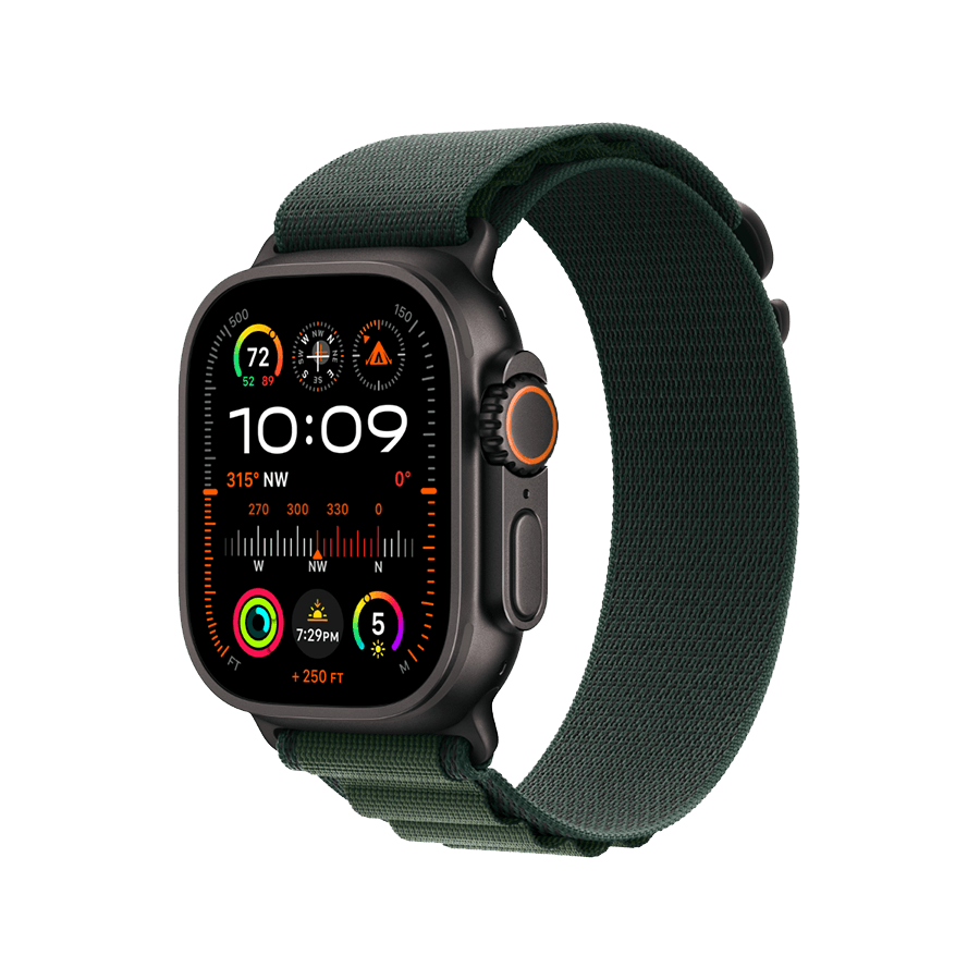 Apple Watch Ultra 2 49mm Black Titanium Case with Dark Green Alpine Loop MX4R3QA/A