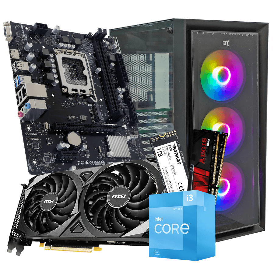 GNC GAMER VOYAGER i3-12100F, H610, 32 GB DDR4, 1TB NVMe, RTX 3060 12GB, PSU 650W, gaming kucište