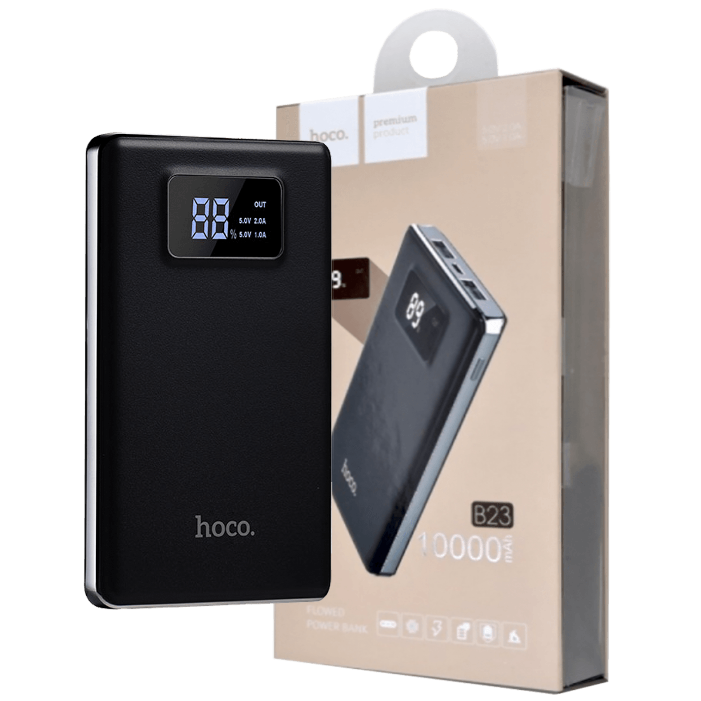 hoco. Punjač prijenosni za mobitele, 10000 mAh, 1 A/2.0 A, display - B23 Flowed Power Bank