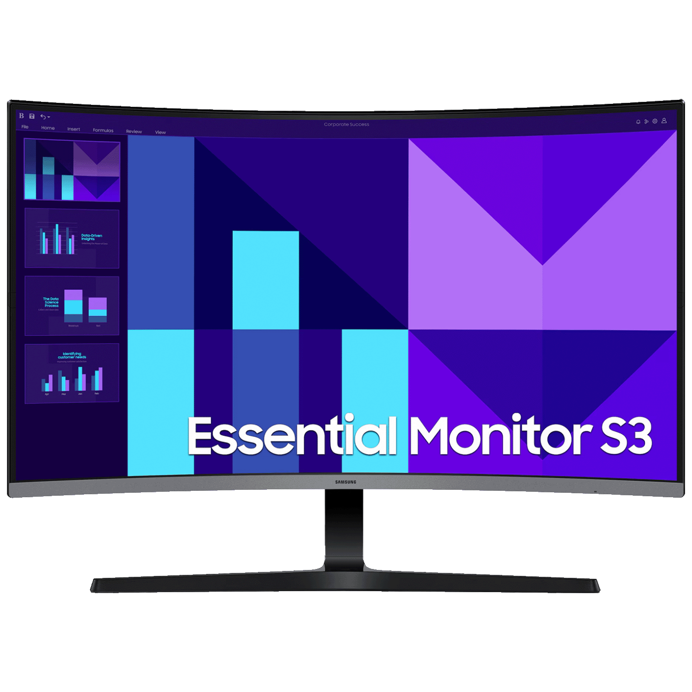 Samsung Monitor 32", Zakrivljeni, FullHD, Essential S3, HDMI, VGA - LS32D396GAUXEN
