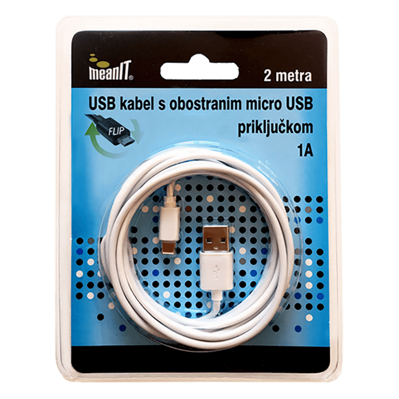 MeanIT USB A na USB micro kabl, FLIP, dužina 2.0 metra - USB / micro USB - 2m
