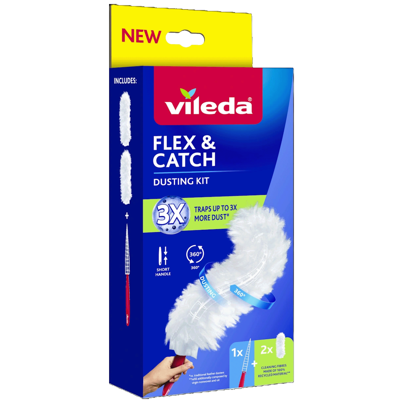 Vileda Krpa za prašinu s kratkom drškom i 2 fleksibilna umetka  - Flex & Catch; 2 x Refill