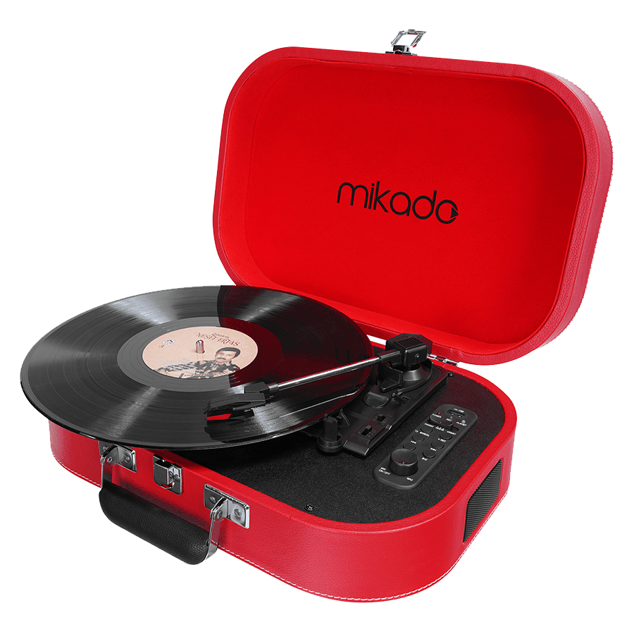 Gramofon Mikado Nostalgia MN-101 Pickup Red Usb + RCA + Bluetooth Supported Music Box, 22357