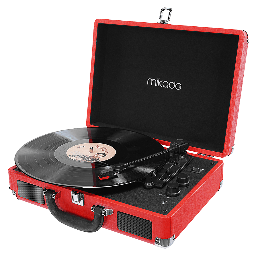 Gramofon Mikado Nostalgia MN-P317 Red Turntable + Rca + Bluetooth Supported Music Box, 23651