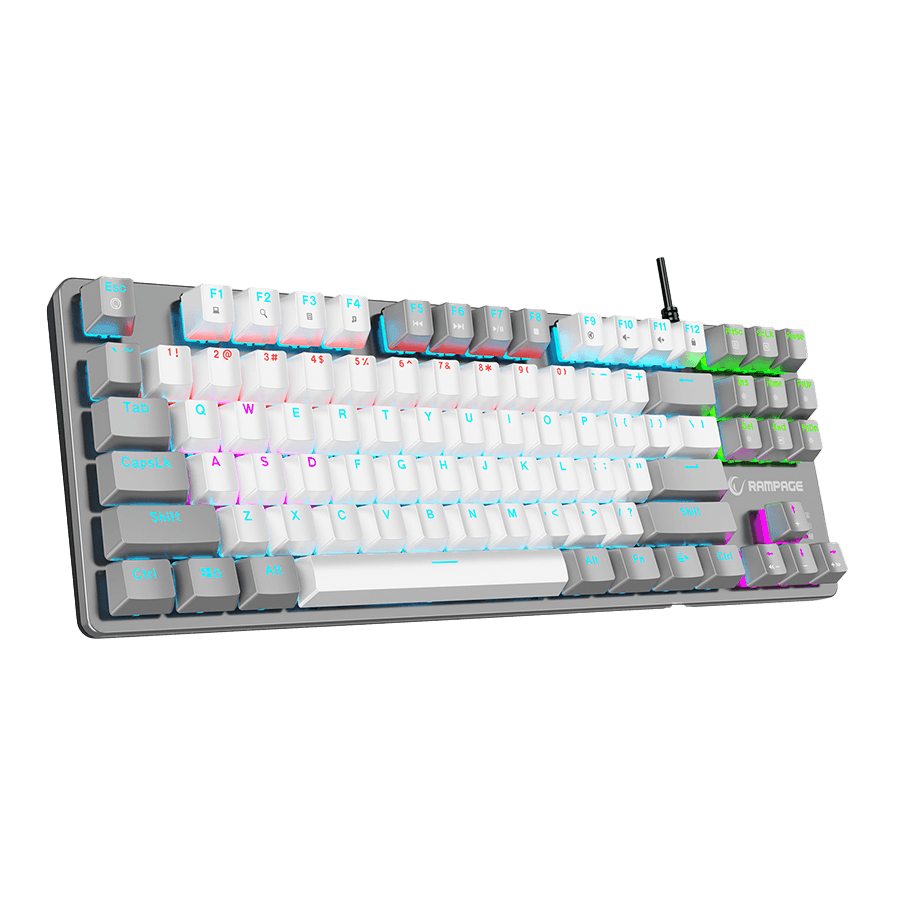Tastatura gaming RAMPAGE SNUG K14 White/Gray Red Switch Mechanical Gaming Keyboard ENGLISH Layout English Rainbow TKL, 41852