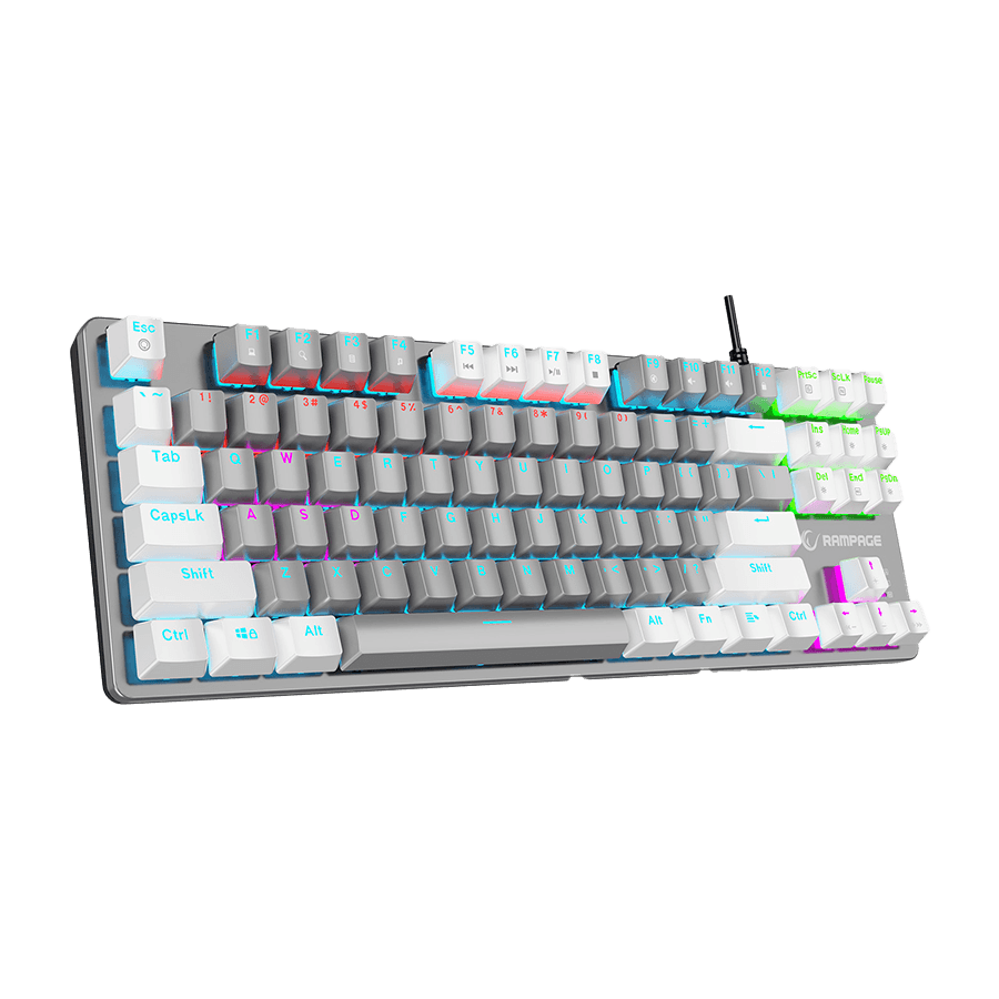 Tastatura gaming RAMPAGE Snug K14 Gray/White Red Switch Mechanical Gaming Keyboard ENGLISH Layout English Rainbow TKL, 41855