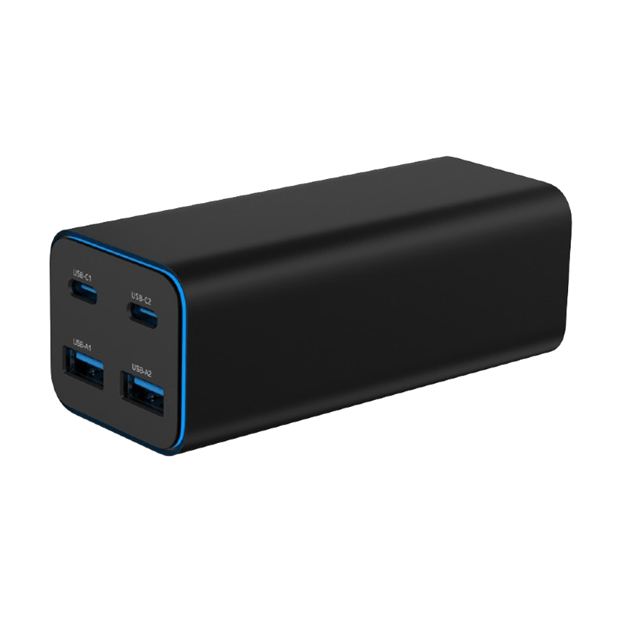 USB punjač 2xType-C + 2xUSB-A 4-port 100 W GaN USB PowerDelivery fast charger, black, GEMBIRD, TA-UC-2A2C-PD100-01-BK