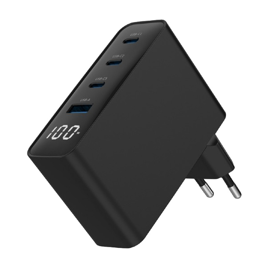 0140289_usb-punjac-3xtype-c-usb-a-4-port-100w-gan-usb-fast-charger-lcd-black-gembird-ta-uc-pdqc100lcd-01-bk