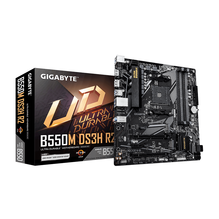 Gigabyte MB B550M DS3H R2 AM4; 4xDDR4; 2xM.2; 4xSATA; 6XUSB; DP; HDMI; PS/2; mATX